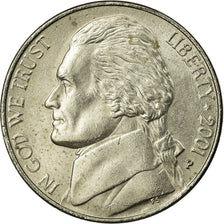 Coin, United States, Jefferson Nickel, 5 Cents, 2001, U.S. Mint, Philadelphia