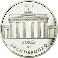 Coin, France, Porte de Brandebourg, 100 Francs-15 Ecus, 1993, MS(65-70), Silver