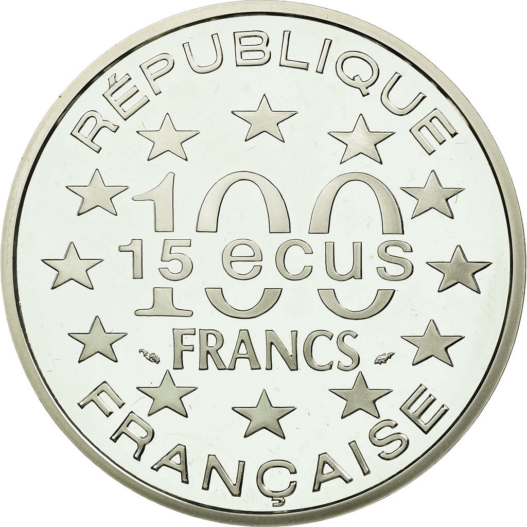 Coin, France, Arc de Triomphe, 100 Francs-15 Ecus, 1993, MS(65-70), Silver