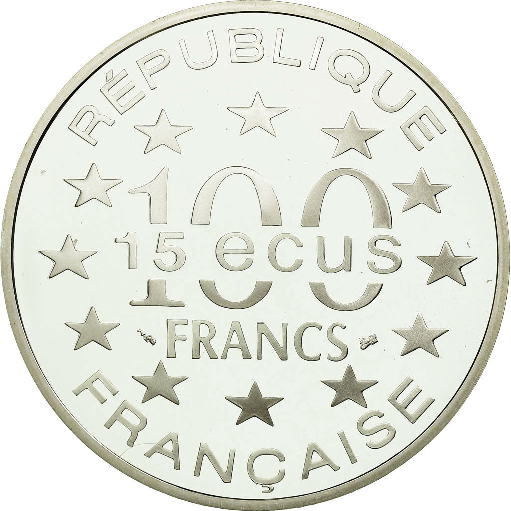 Coin, France, Le Parthenon, 100 Francs-15 Ecus, 1995, MS(65-70), Silver