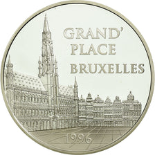 Moneda, Francia, Grand'Place de Bruxelles, 100 Francs-15 Euro, 1996, FDC, Plata