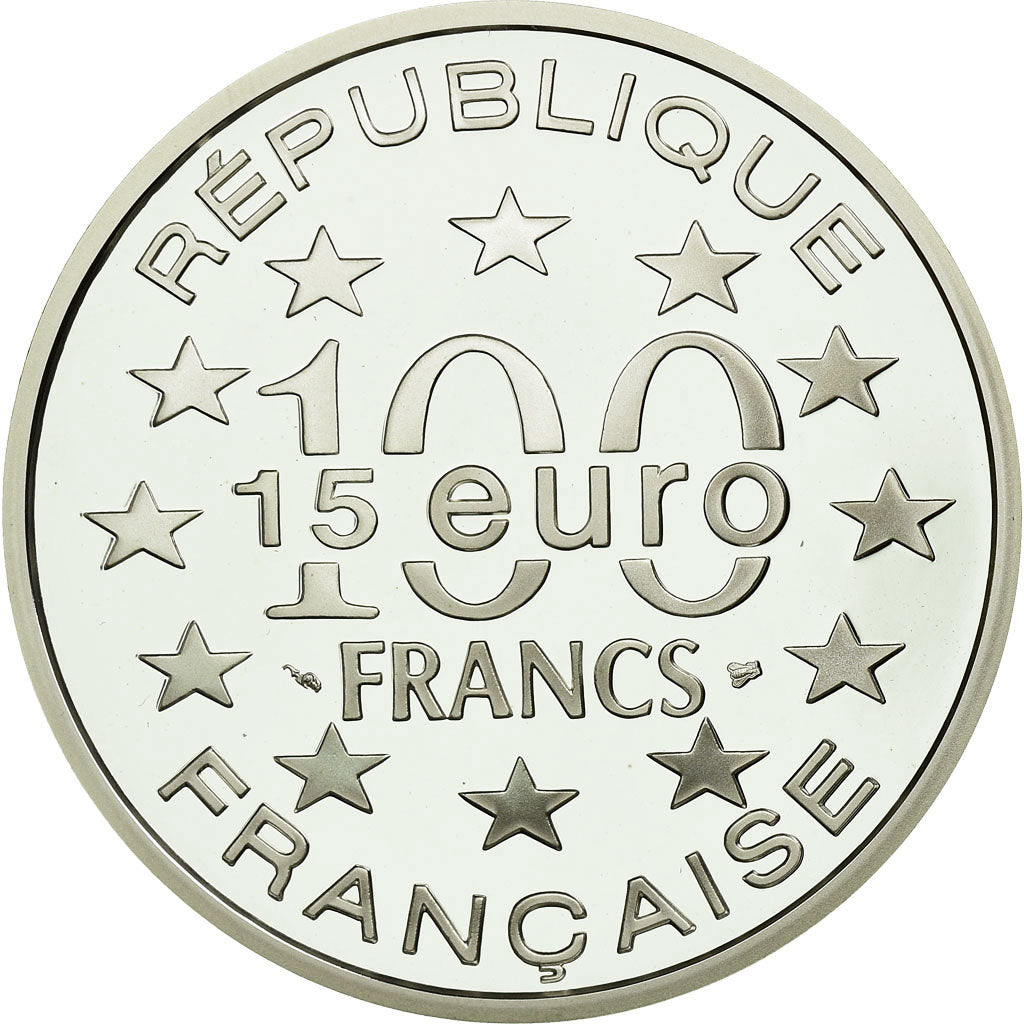 Moneda, Francia, Grand'Place de Bruxelles, 100 Francs-15 Euro, 1996, FDC, Plata