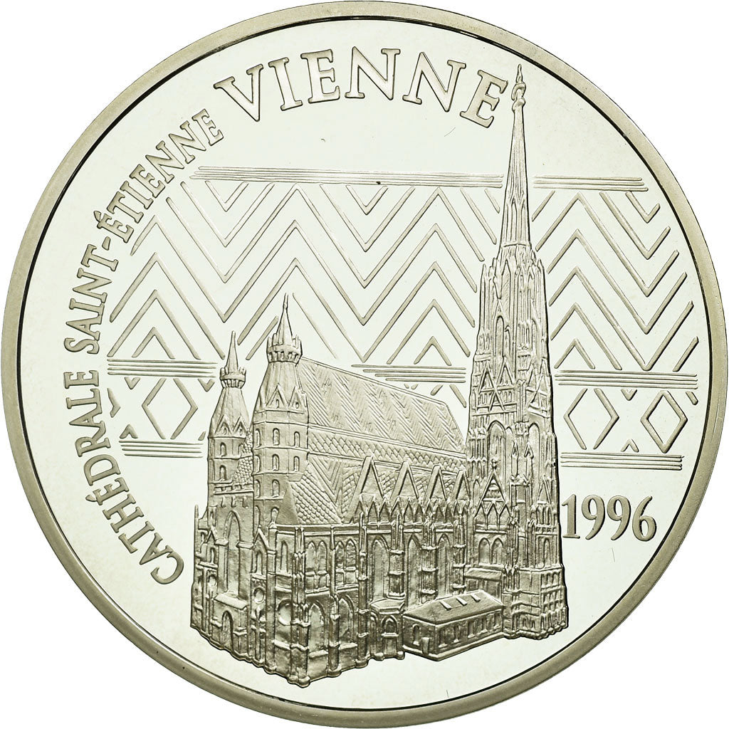 Moeda, França, Vienne - Cathédrale Saint-Etienne, 100 Francs-15 Euro, 1996