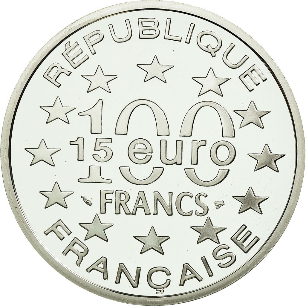 Moeda, França, Magere Brug d'Amsterdam, 100 Francs-15 Euro, 1996, MS(65-70)