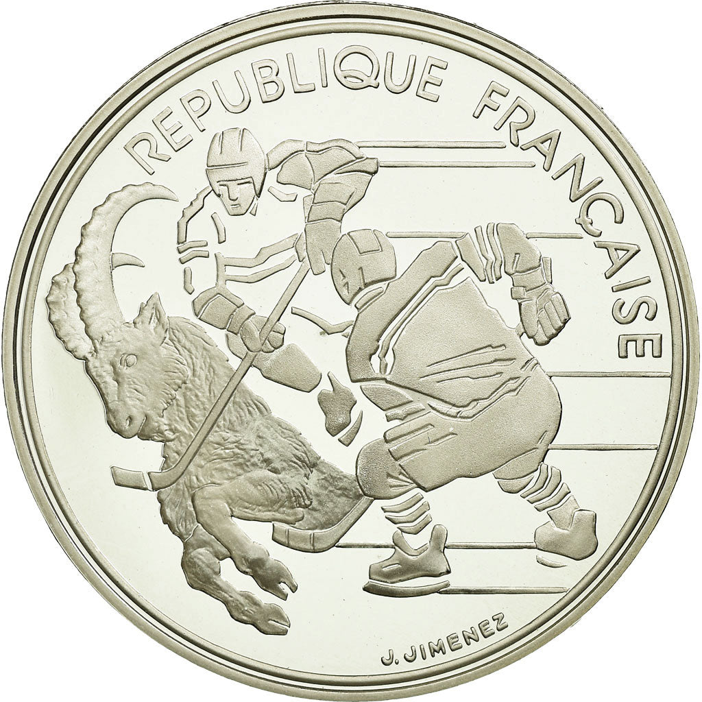 Munten, Frankrijk, Hockey, 100 Francs, 1991, FDC, Zilver, KM:993