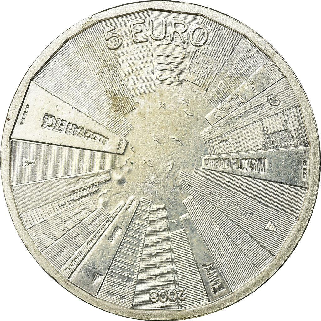 Holandia, 5 Euro, 2008, EF(40-45), Srebro platerowane miedzią, KM:279a