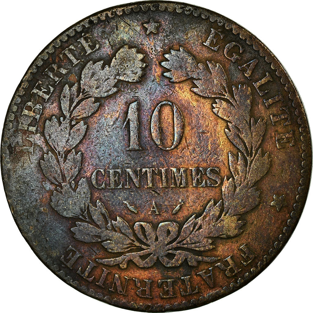 Coin, France, Cérès, 10 Centimes, 1880, Paris, F(12-15), Bronze, KM:815.1