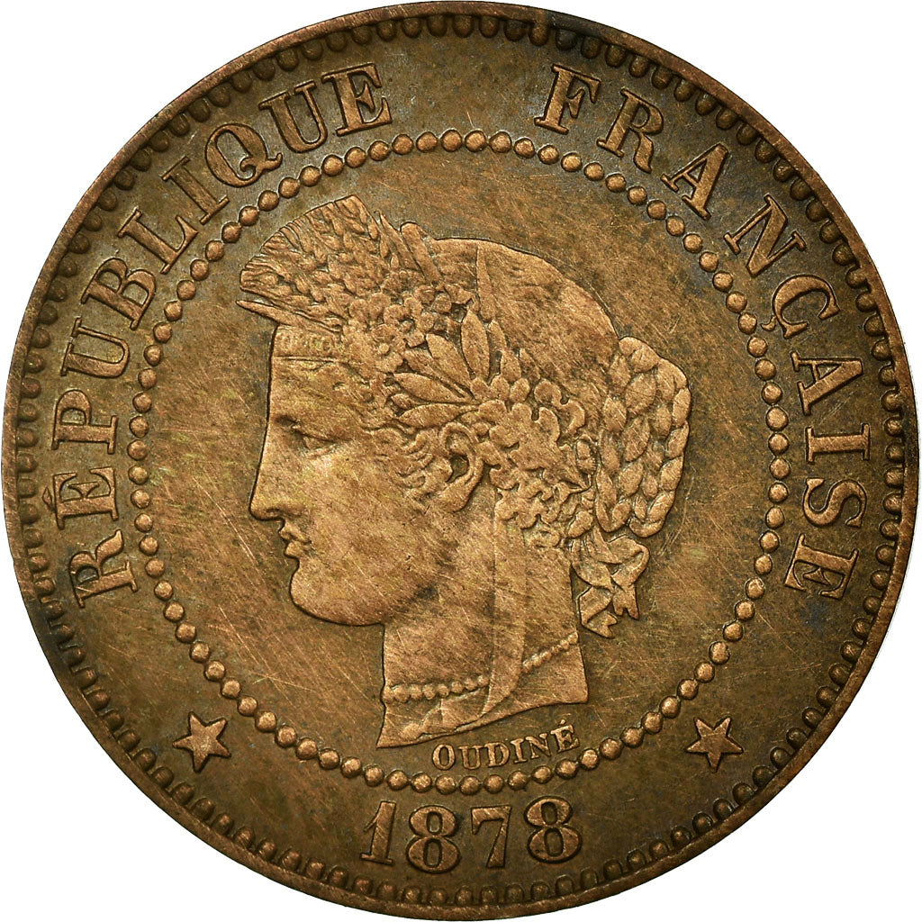 Moneta, Francja, Cérès, 2 Centimes, 1878, Paris, EF(40-45), Bronze, KM:827.1