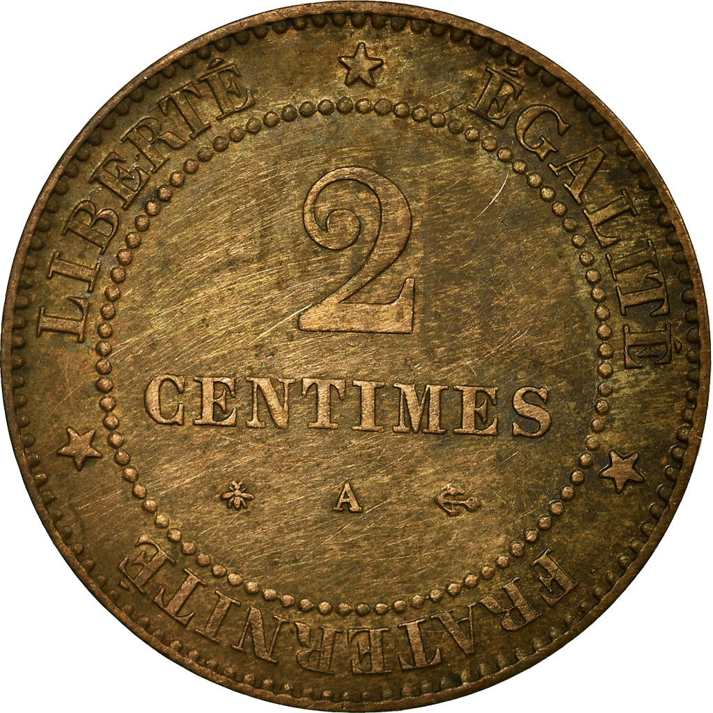 Moneta, Francja, Cérès, 2 Centimes, 1878, Paris, EF(40-45), Bronze, KM:827.1