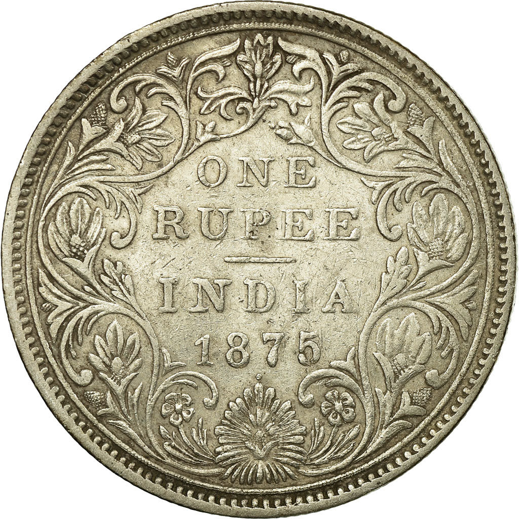 Coin, INDIA-BRITISH, Victoria, Rupee, 1875, VF(30-35), Silver, KM:473.2