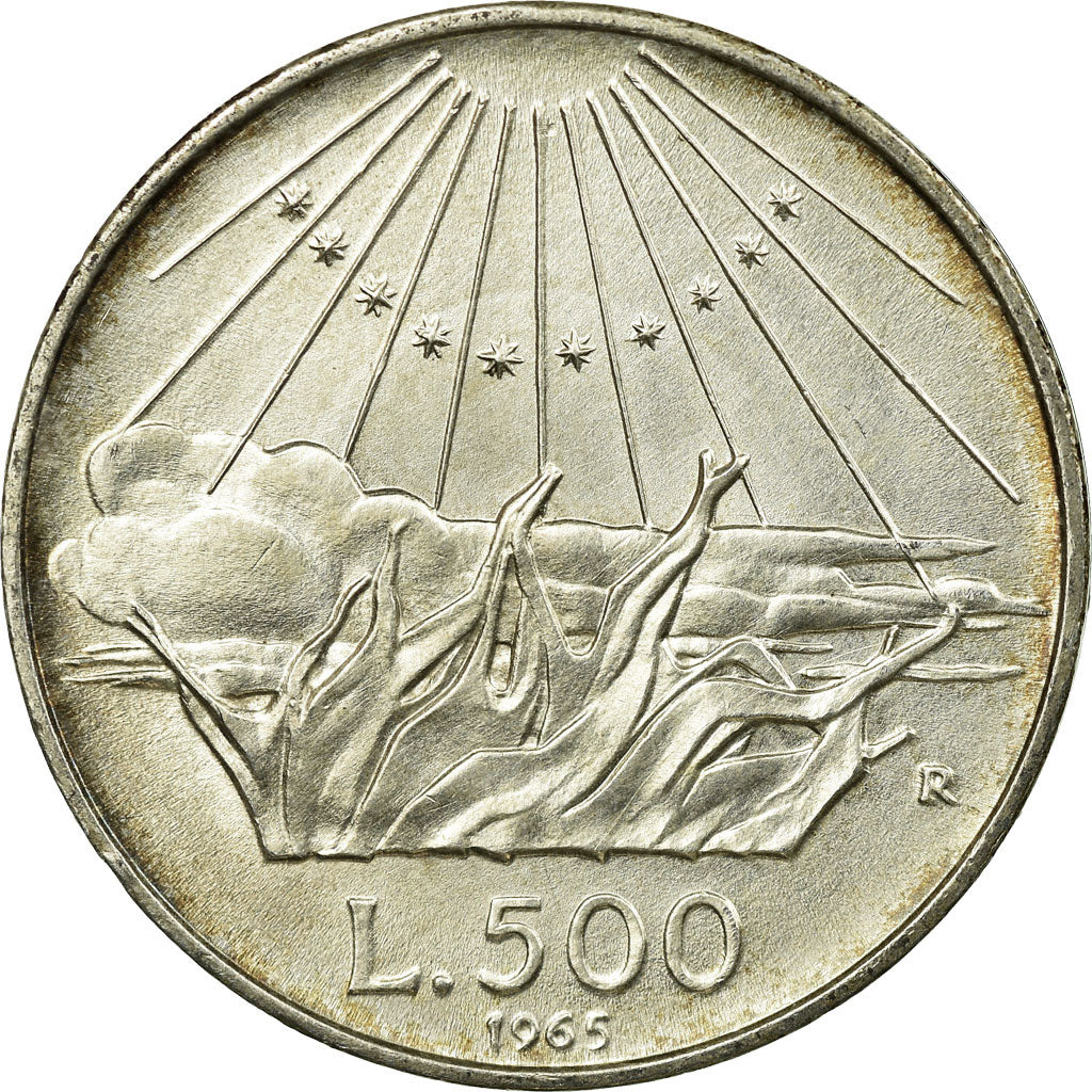 Coin, Italy, 500 Lire, 1965, Rome, EF(40-45), Silver, KM:100