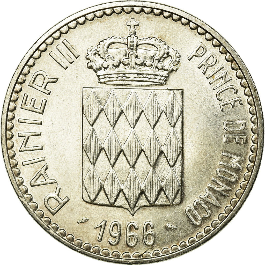 Coin, Monaco, Rainier III, 10 Francs, 1966, MS(63), Silver, KM:146