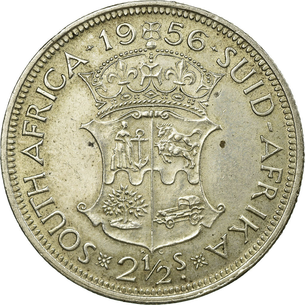 Coin, South Africa, Elizabeth II, 2-1/2 Shillings, 1956, EF(40-45), Silver