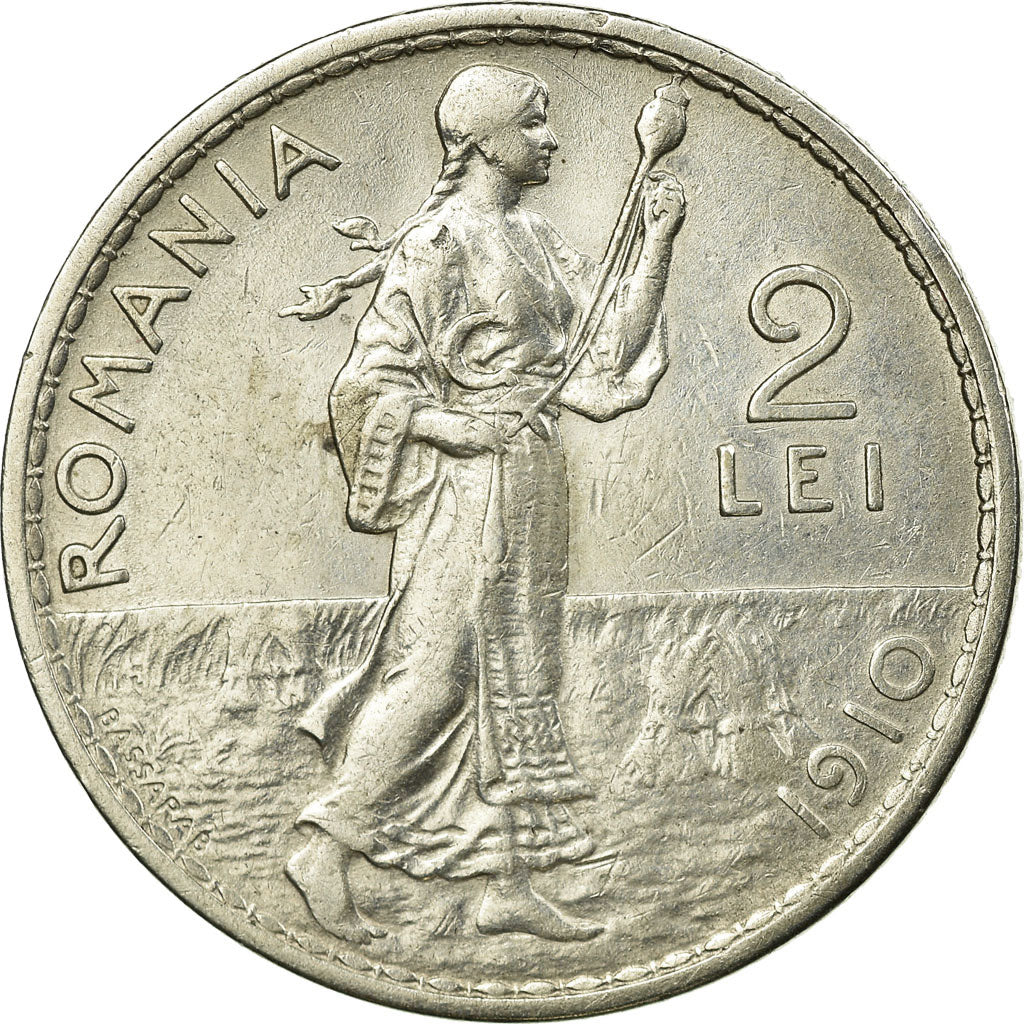 Coin, Romania, Carol I, 2 Lei, 1910, EF(40-45), Silver, KM:43
