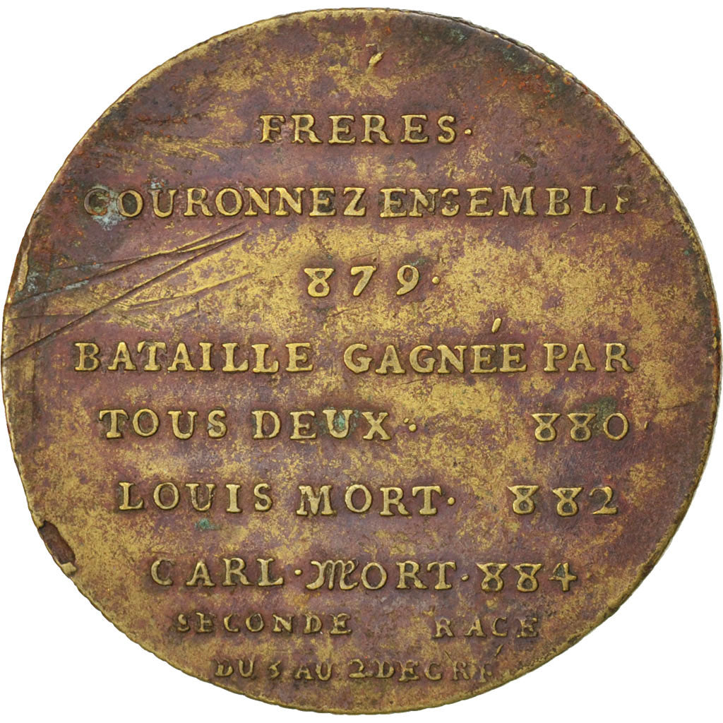 FRANCE, History, Louis III et Caloman III, Medal, VF(30-35), Copper, 32, 14.50