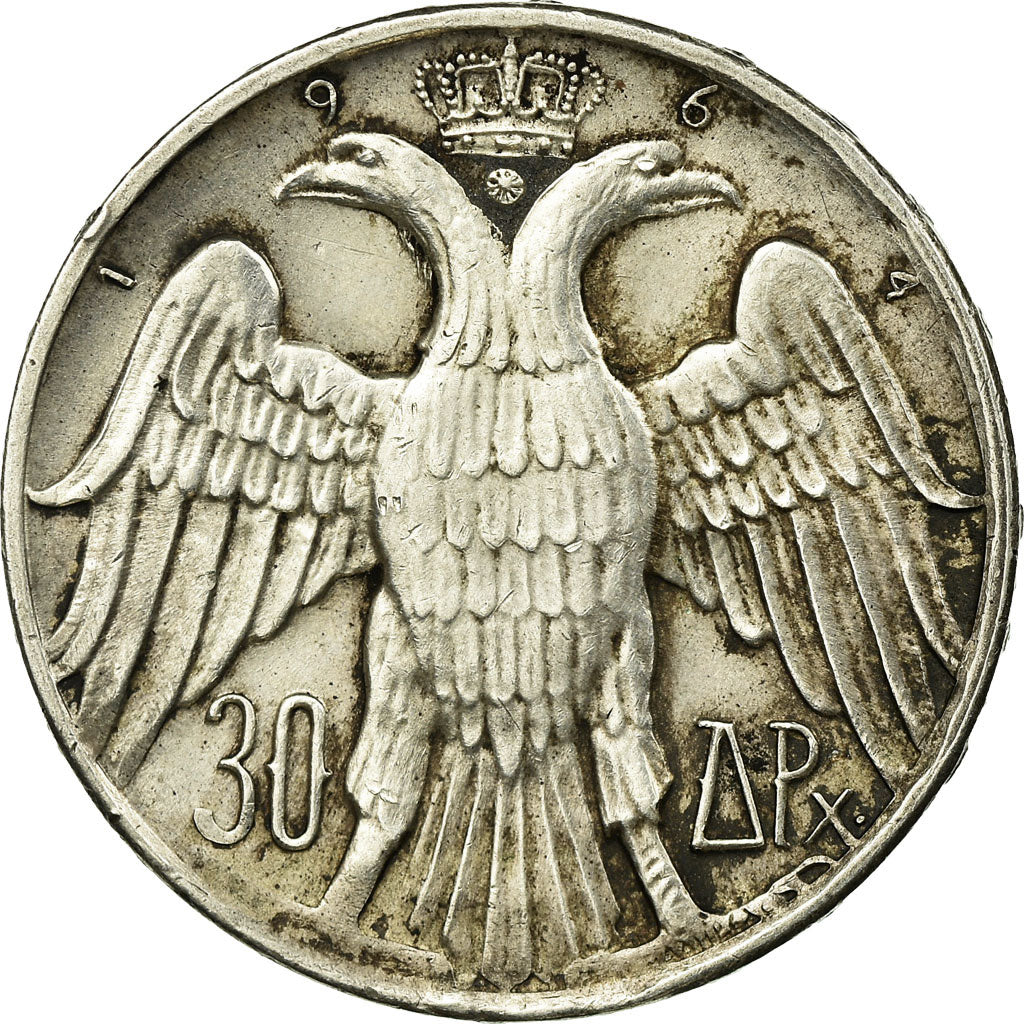 Coin, Greece, Constantine II, 30 Drachmai, 1964, EF(40-45), Silver, KM:87