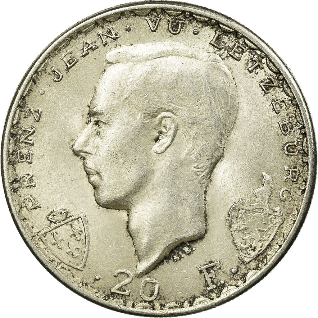 Coin, Luxembourg, Charlotte, 20 Francs, 1946, EF(40-45), Silver, KM:47