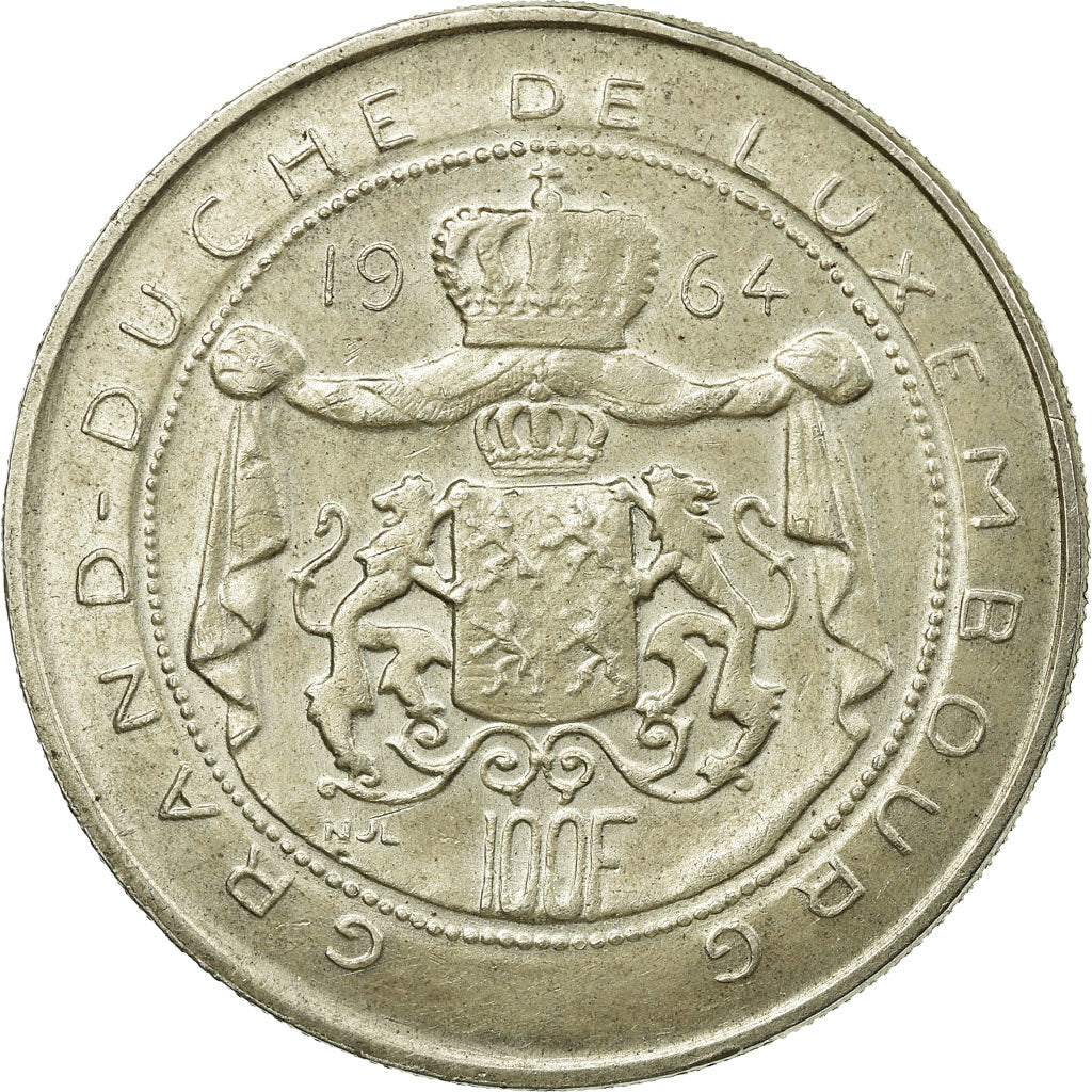 Coin, Luxembourg, Charlotte, 100 Francs, 1964, AU(55-58), Silver, KM:54