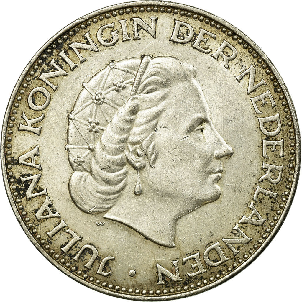 Munten, Nederland, Juliana, 2-1/2 Gulden, 1961, ZF, Zilver, KM:185