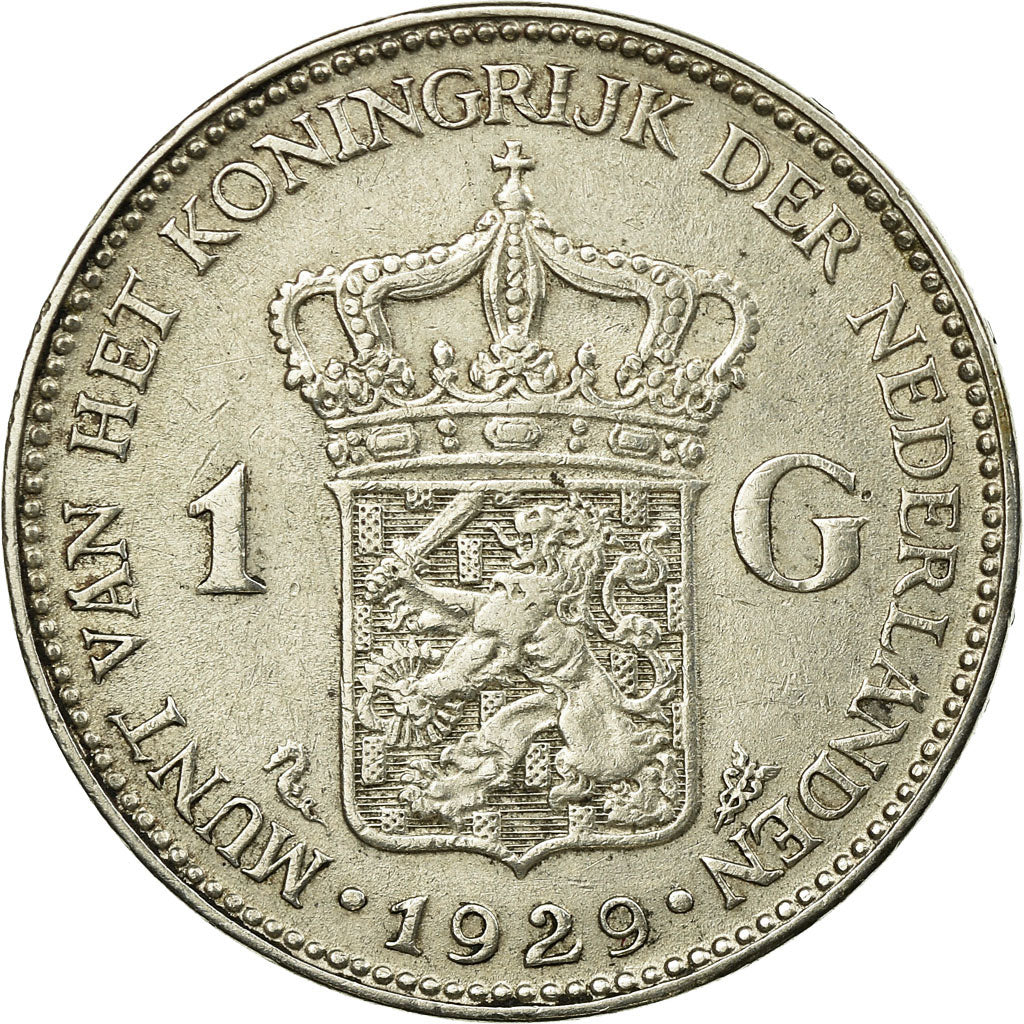 Coin, Netherlands, Wilhelmina I, Gulden, 1929, EF(40-45), Silver, KM:161.1