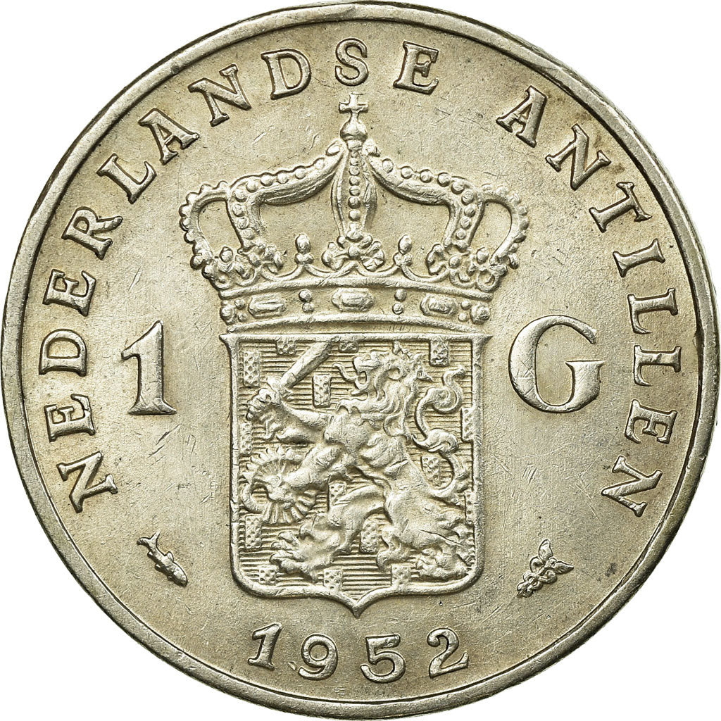 Coin, Netherlands Antilles, Juliana, Gulden, 1952, VF(30-35), Silver, KM:2