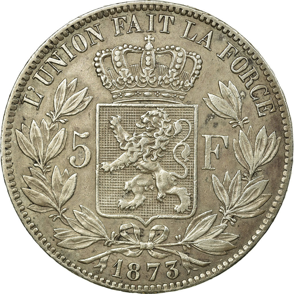 Coin, Belgium, Leopold II, 5 Francs, 5 Frank, 1873, EF(40-45), Silver, KM:24