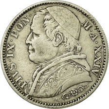 Münze, Italien Staaten, PAPAL STATES, Pius IX, 2 Lire, 1870, Roma, S+, Silber