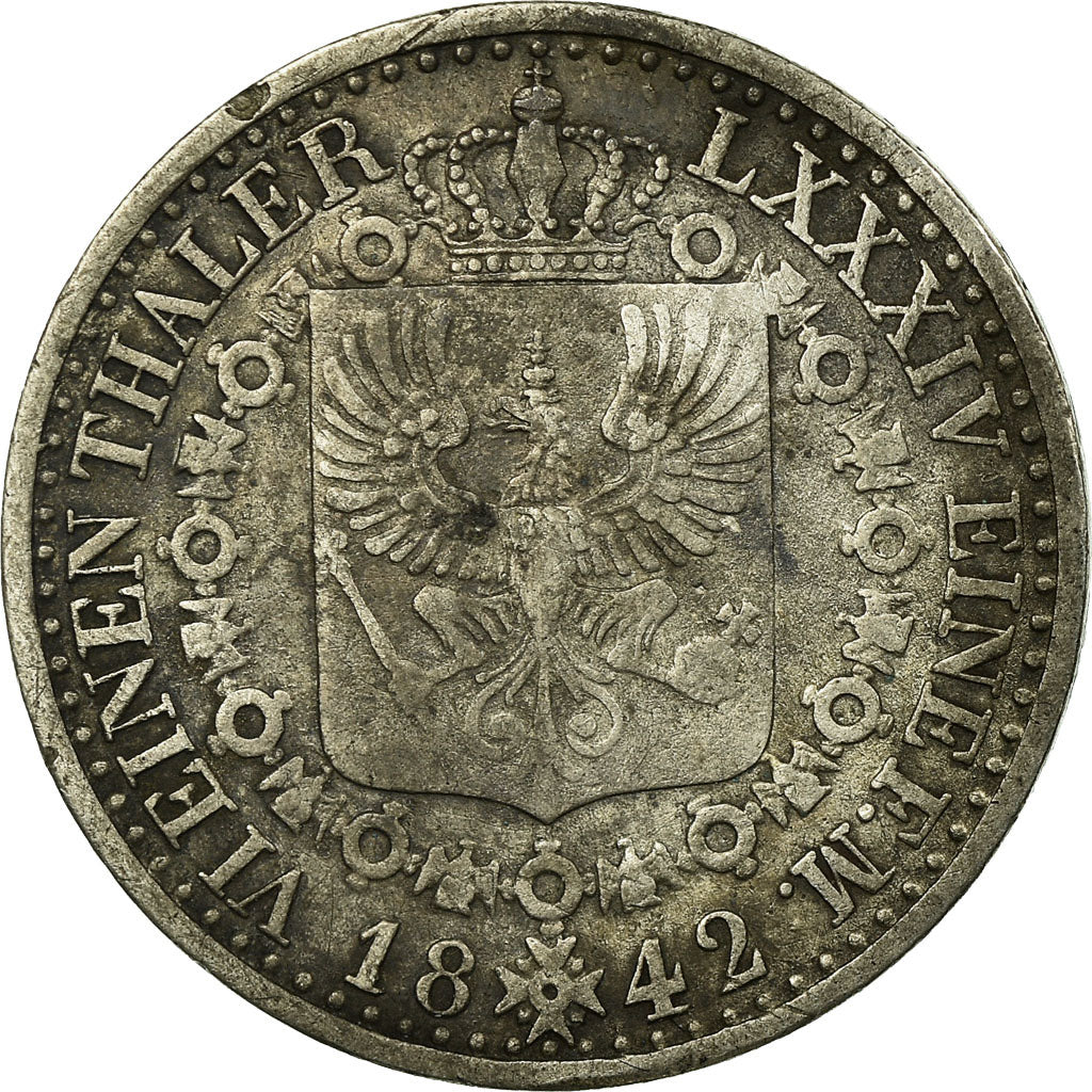 Monnaie, Etats allemands, PRUSSIA, Friedrich Wilhelm IV, 1/6 Thaler, 1842, TB+