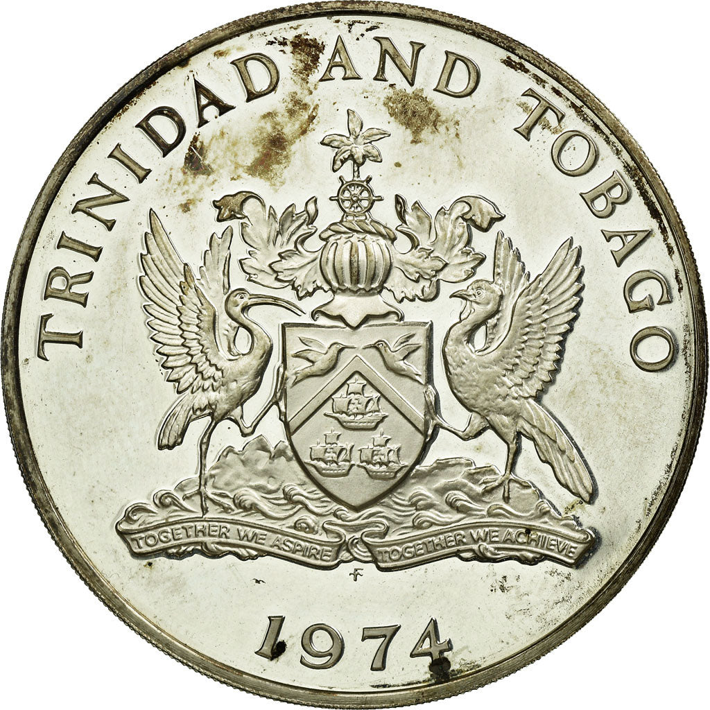 Coin, TRINIDAD & TOBAGO, 10 Dollars, 1974, Franklin Mint, VF(20-25), Silver
