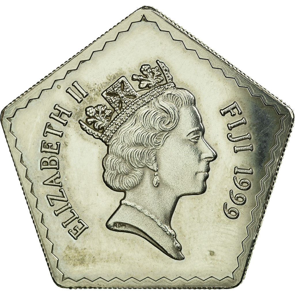 Coin, Fiji, Elizabeth II, 5 Dollars, 1999, AU(55-58), Silver, KM:80