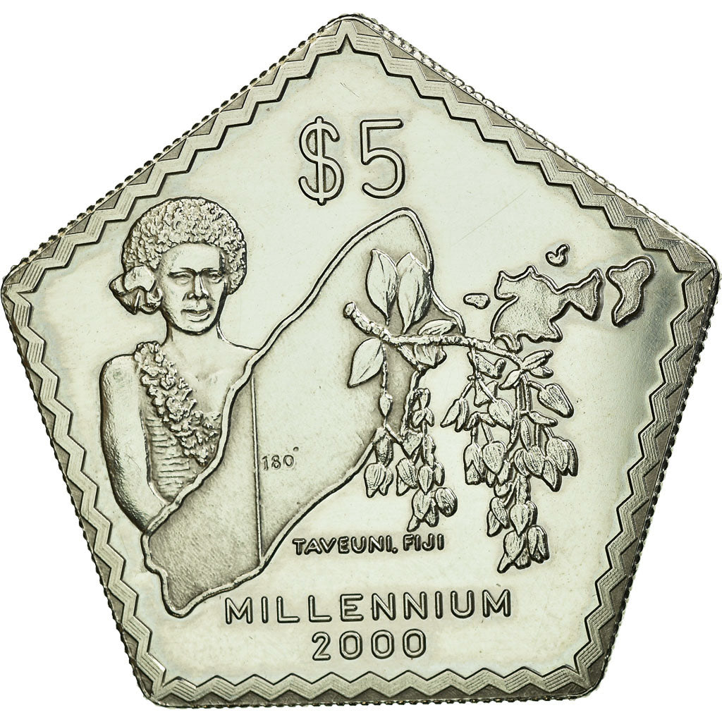Coin, Fiji, Elizabeth II, 5 Dollars, 1999, AU(55-58), Silver, KM:80