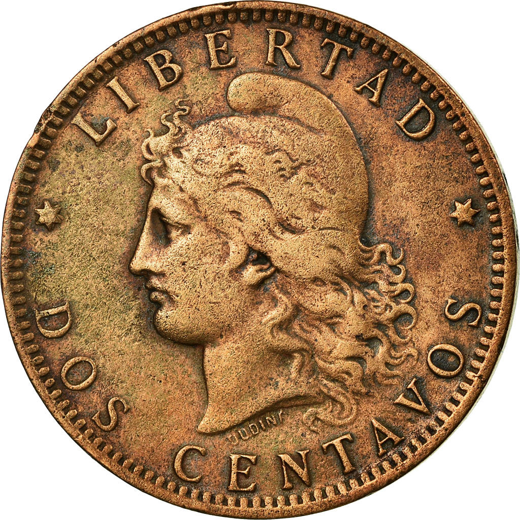 Coin, Argentina, 2 Centavos, 1893, EF(40-45), Bronze, KM:33