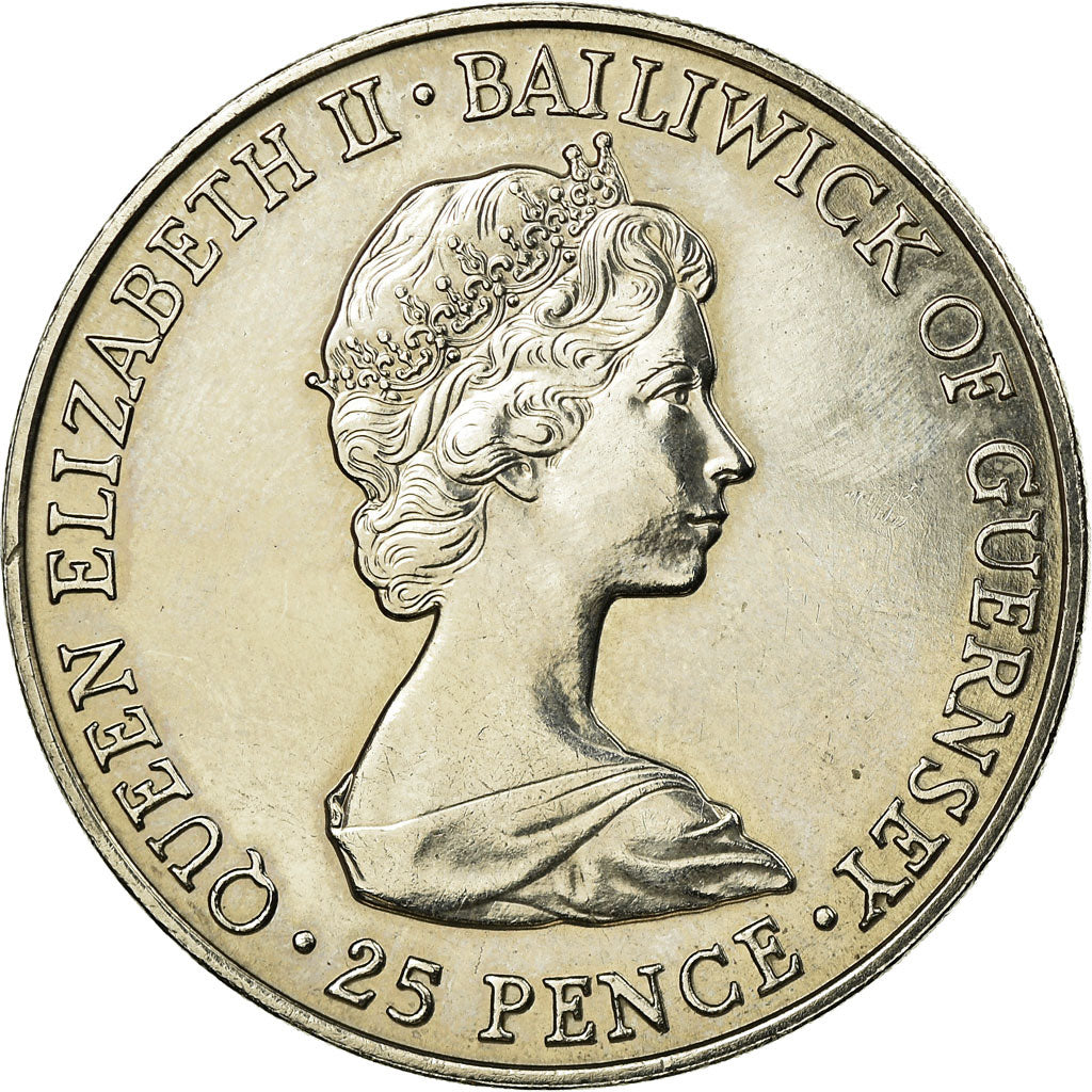 Munten, Guernsey, Elizabeth II, 25 Pence, 1980, PR, Copper-nickel, KM:35