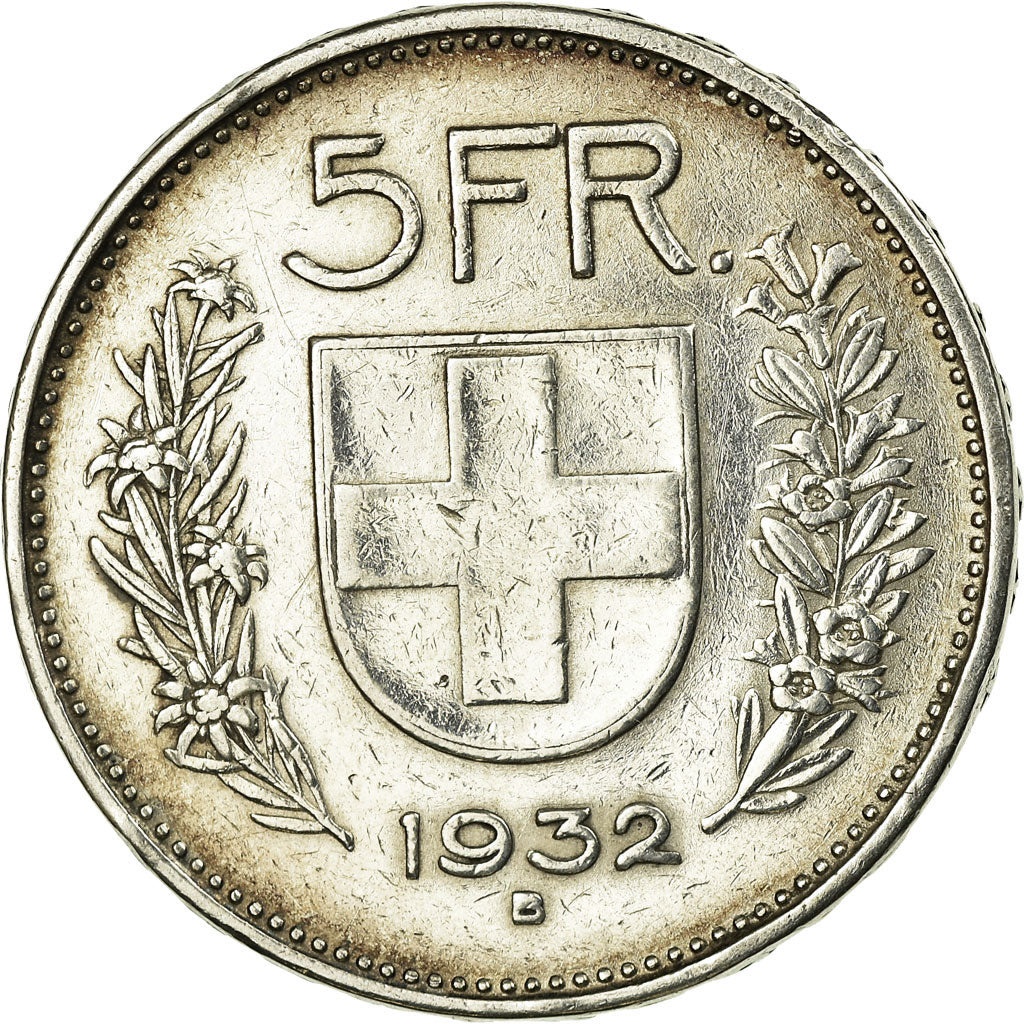 Coin, Switzerland, 5 Francs, 1932, Bern, EF(40-45), Silver, KM:40