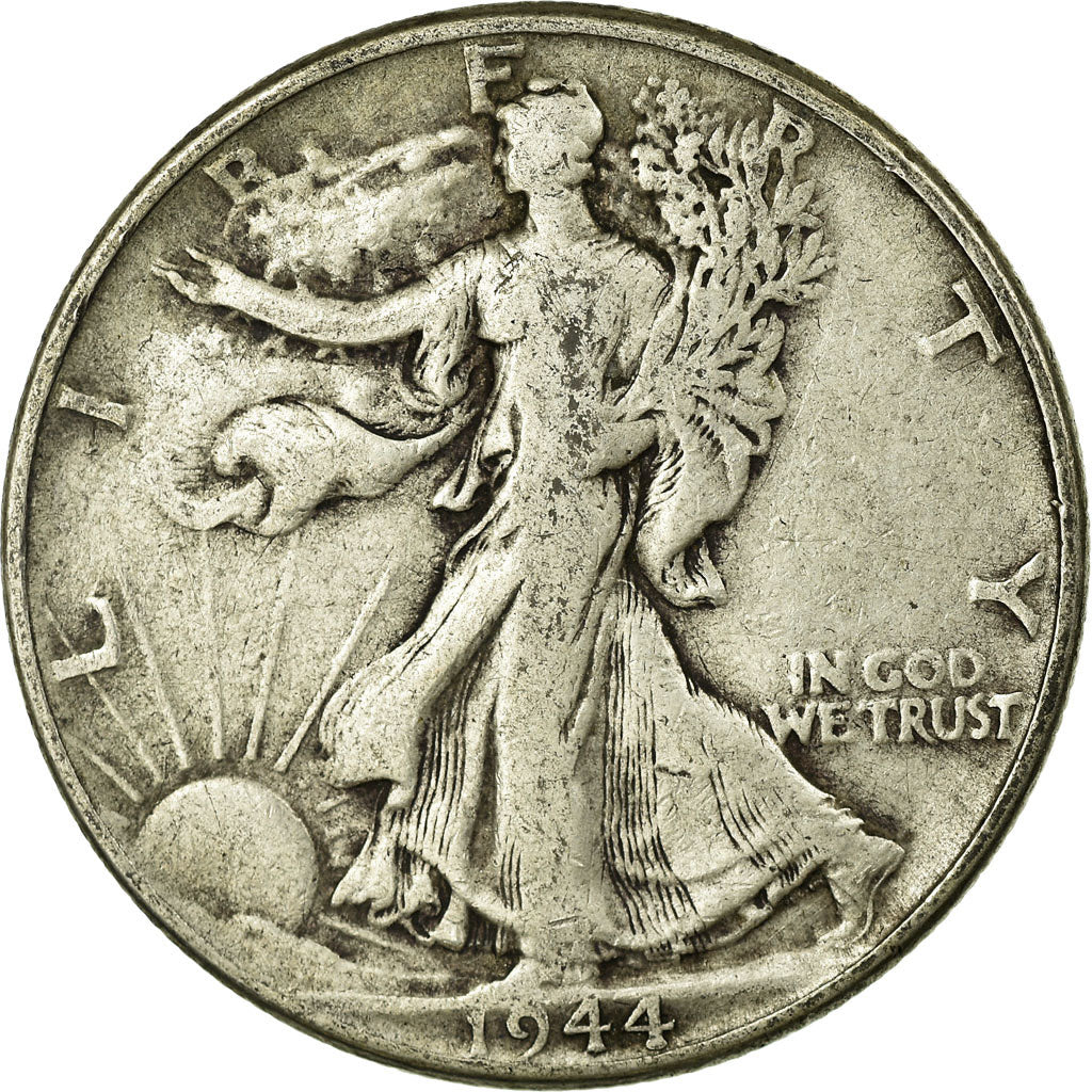 Coin, United States, Walking Liberty Half Dollar, Half Dollar, 1944, U.S. Mint