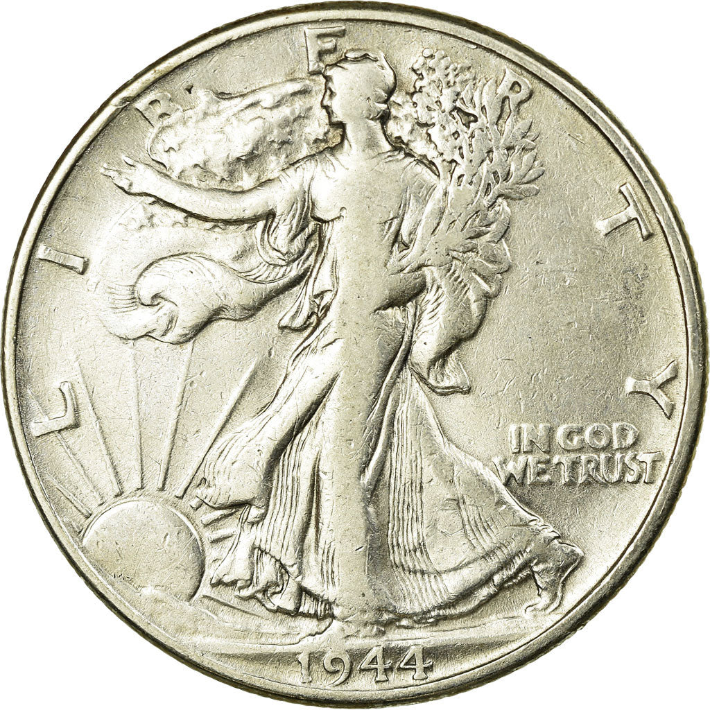 Coin, United States, Walking Liberty Half Dollar, Half Dollar, 1944, U.S. Mint
