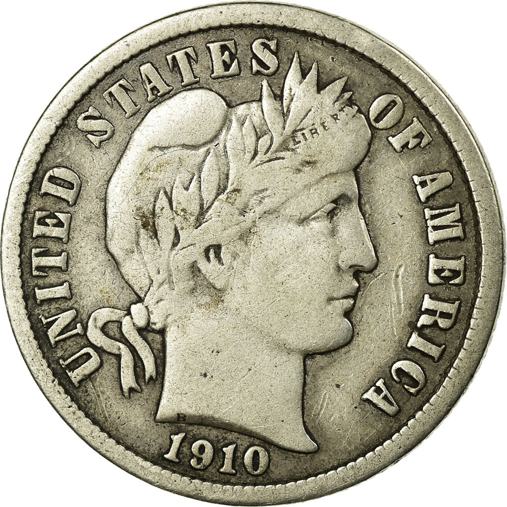 Moneda, Estados Unidos, Barber Dime, Dime, 1910, U.S. Mint, Philadelphia, BC+