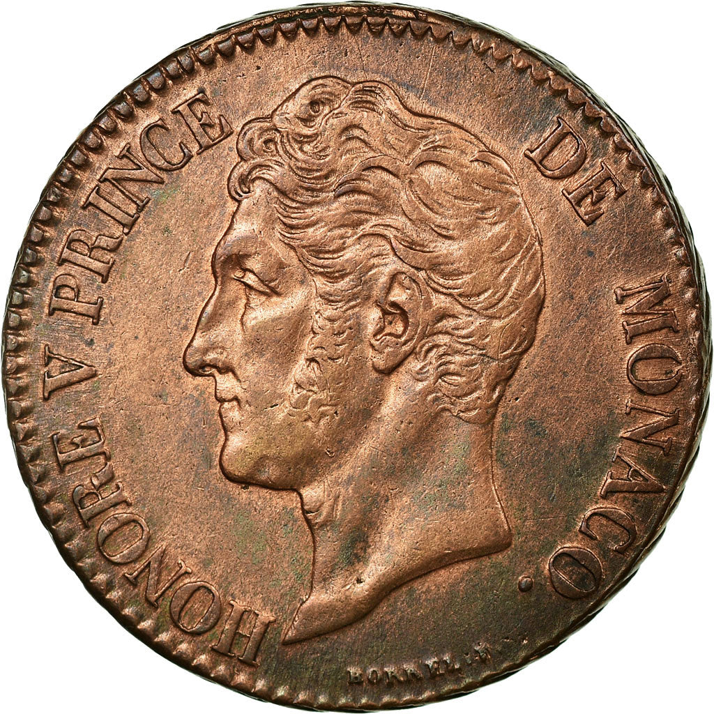 Coin, Monaco, Honore V, 5 Centimes, Cinq, 1837, Monaco, AU(50-53), Copper