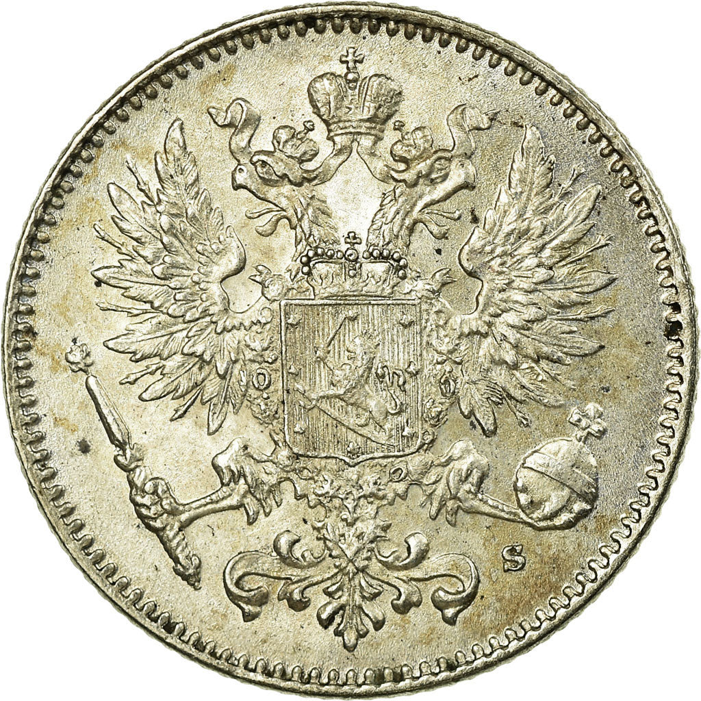 Coin, Finland, Nicholas II, 50 Penniä, 1915, AU(55-58), Silver, KM:2.2