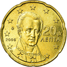 Grecja, 20 Euro Cent, 2006, Athens, EF(40-45), Mosiądz, KM:185