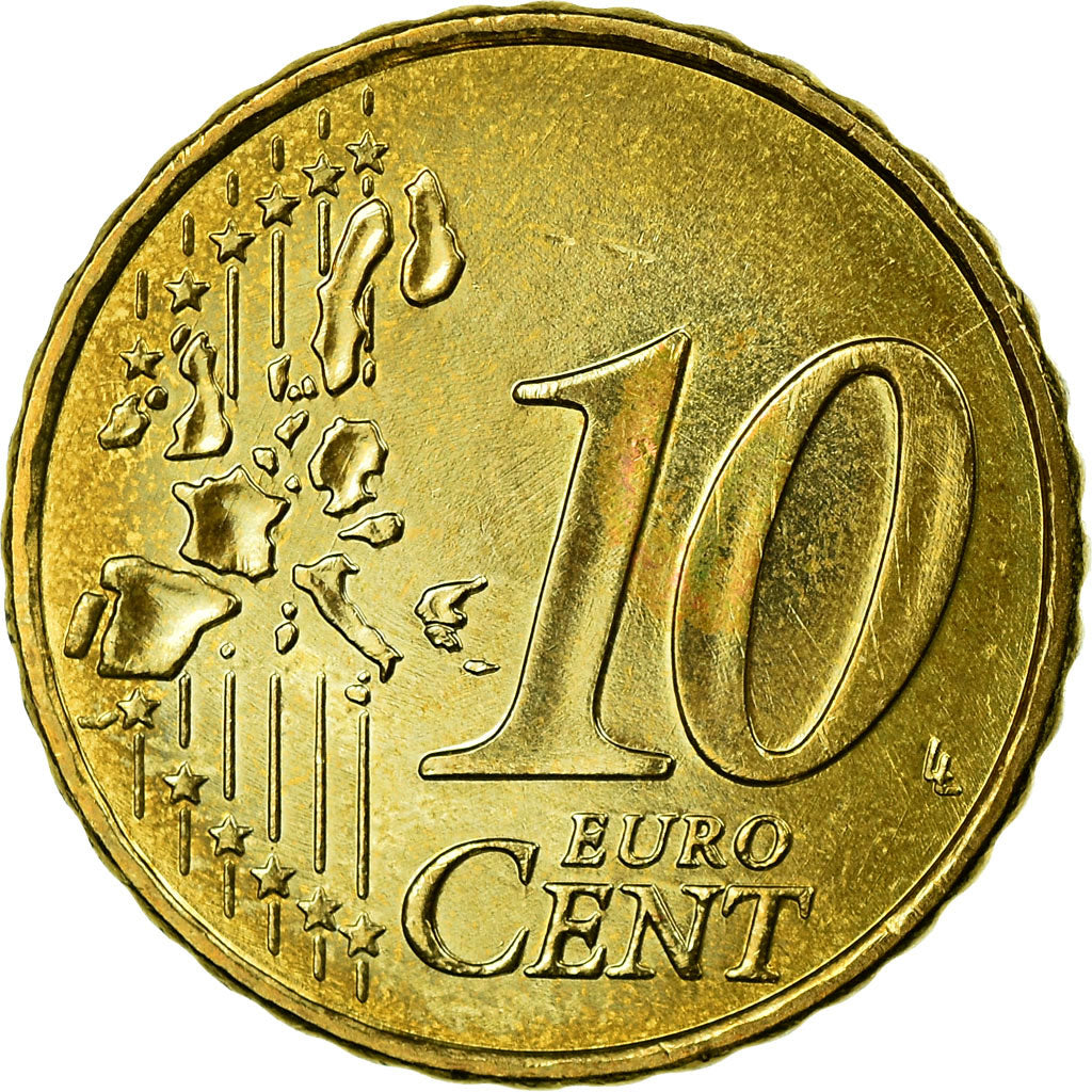 Greece, 10 Euro Cent, 2006, EF(40-45), Brass, KM:184