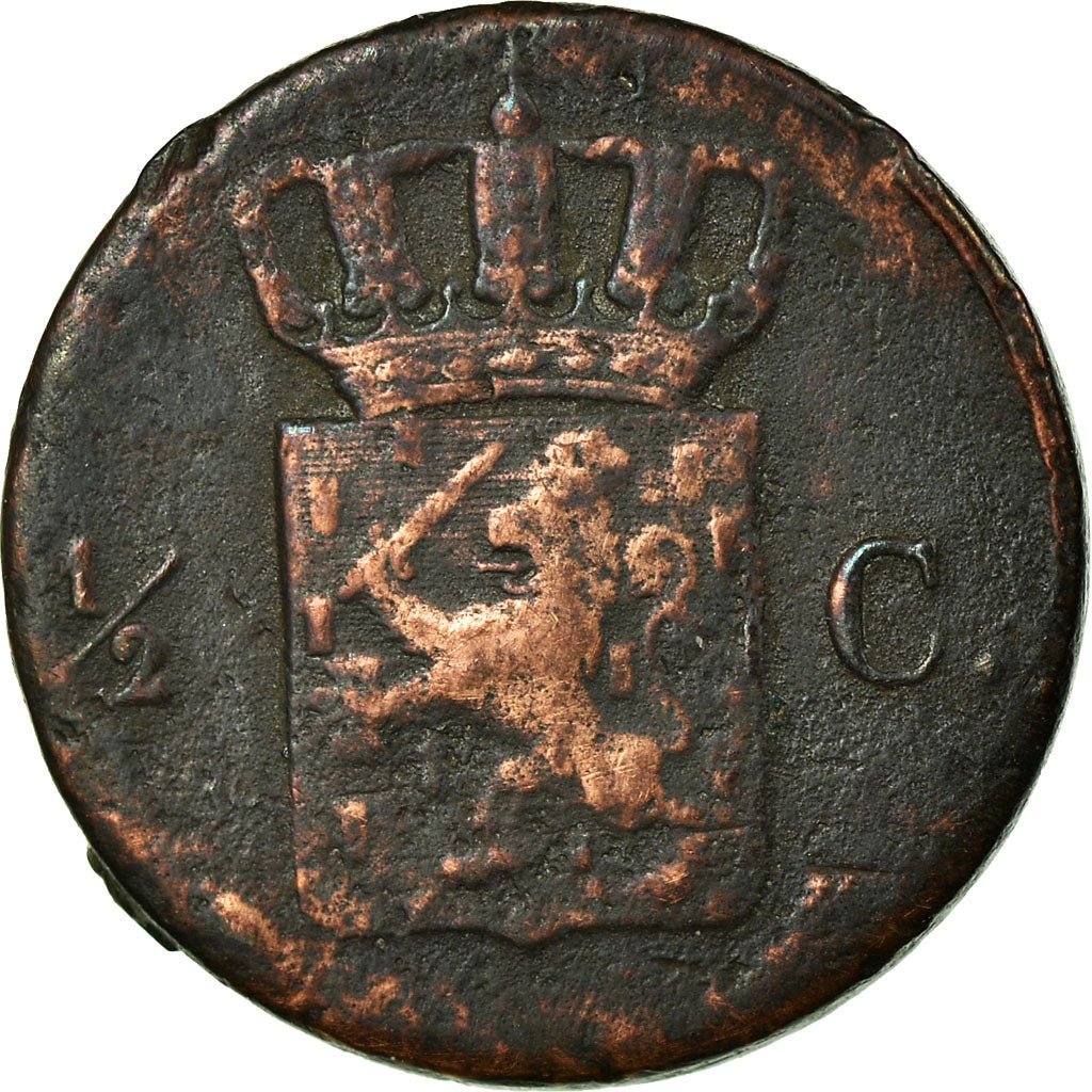 Coin, Netherlands, William I, 1/2 Cent, 1832, Brussels, VF(30-35), Copper, KM:51
