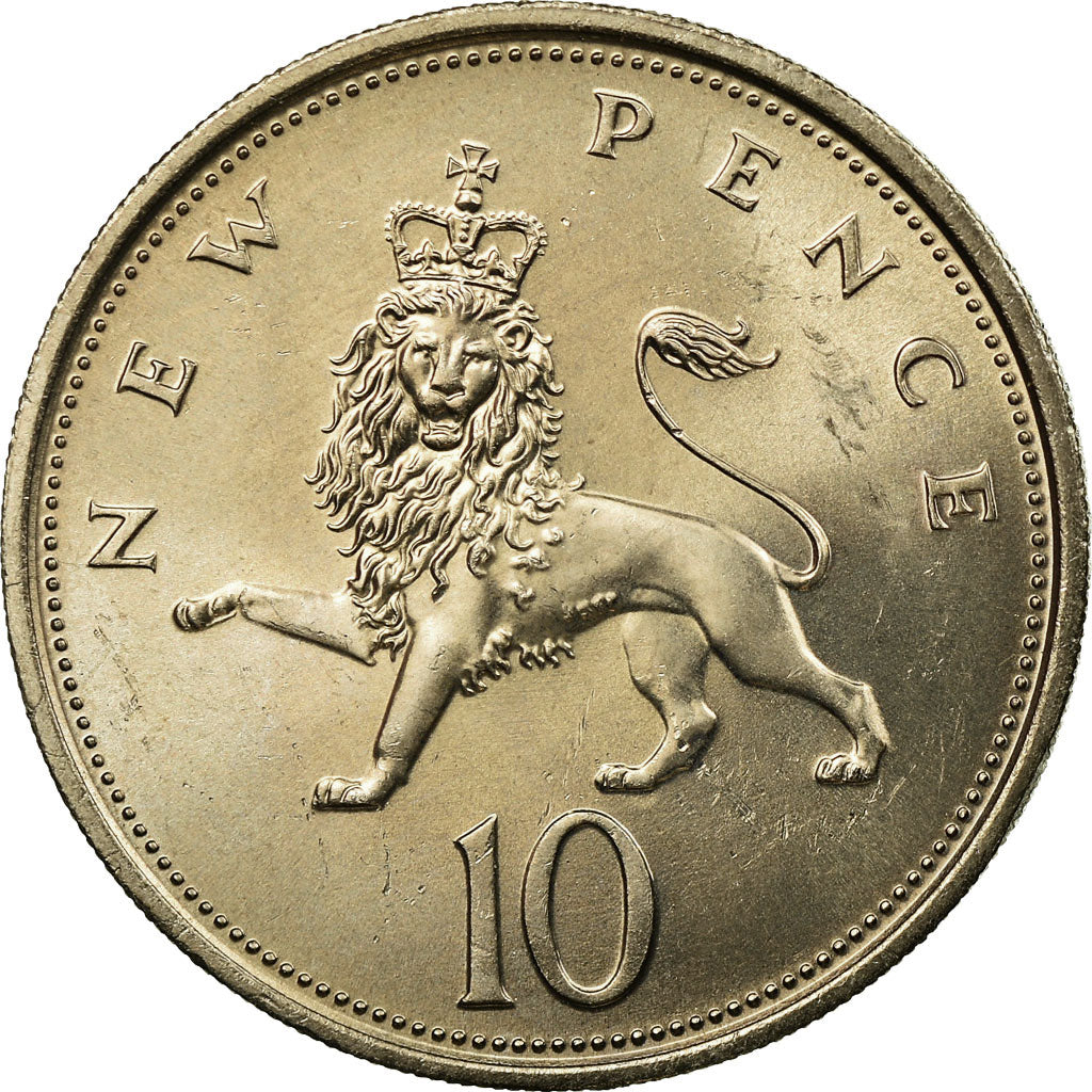 Coin, Great Britain, Elizabeth II, 10 New Pence, 1977, AU(55-58), Copper-nickel