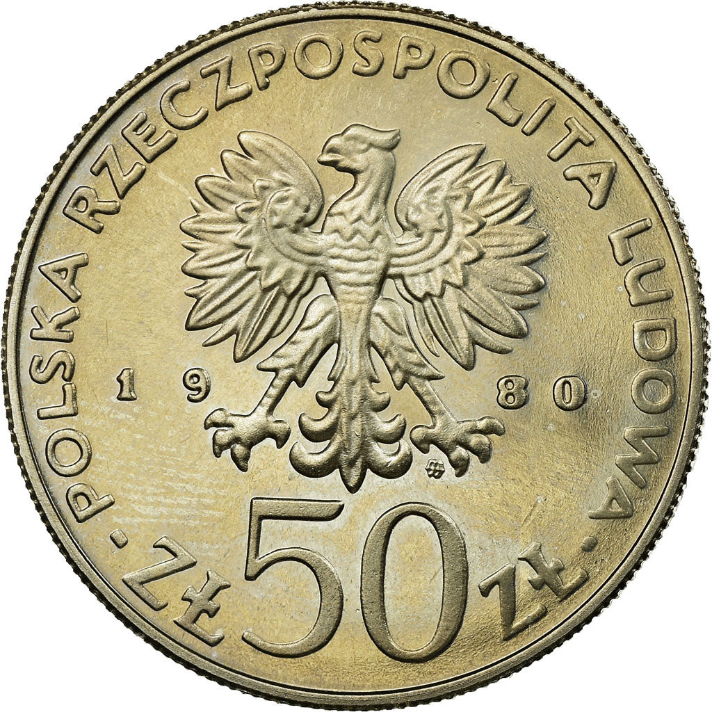 Moneda, Polonia, 50 Zlotych, 1980, Warsaw, MBC, Cobre - níquel, KM:114