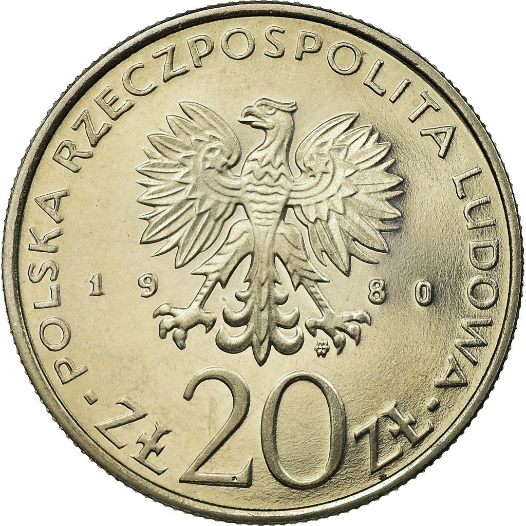 Coin, Poland, 20 Zlotych, 1980, Warsaw, MS(63), Copper-nickel, KM:112