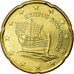 Moneta, Cipro, 20 Euro Cent, 2008, SPL-, Ottone, KM:82