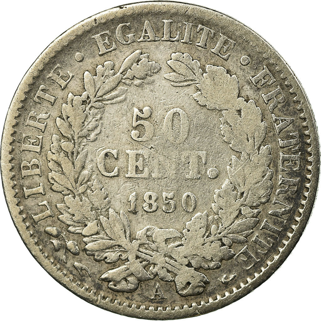 Münze, Frankreich, 50 Centimes, 1850, Paris, S, Silber, KM:769.1, Gadoury:411