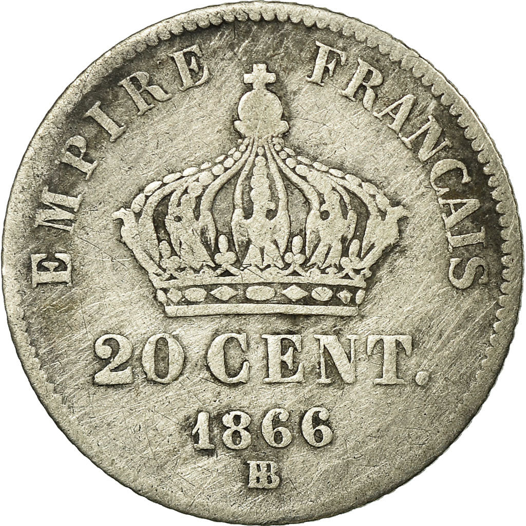 Coin, France, Napoleon III, Napoléon III, 20 Centimes, 1866, Strasbourg