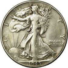 Coin, United States, Walking Liberty Half Dollar, Half Dollar, 1945, U.S. Mint