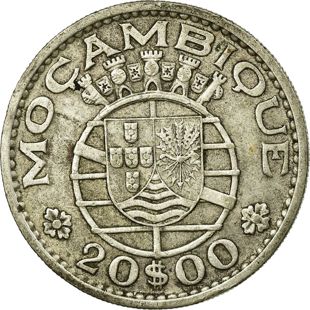 Coin, Mozambique, 20 Escudos, 1966, EF(40-45), Silver, KM:80a